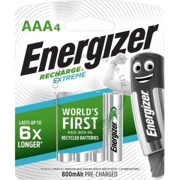 ENERGIZER RECHARGE EXTREME BATTERY AAA NH12EBP4 800MAH 4s