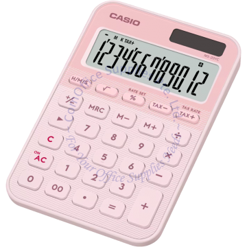 CASIO CALCULATOR MS-20YC-LP 12DIGIT - LIGHT PINK