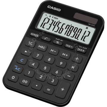 CASIO CALCULATOR MS-20YC-BK 12DIGIT - BLACK