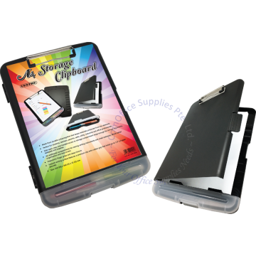CENTRE CLIP BOARD W/2 STORAGE COMPARTMENT CBS-2538 A4 BLACK
