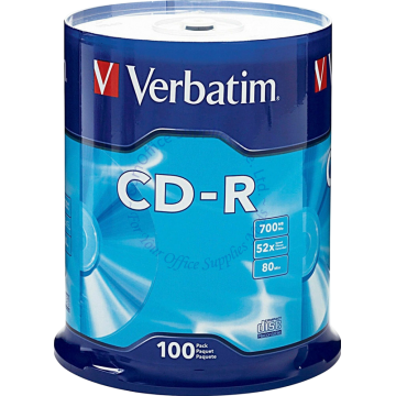 VERBATIM CD-R 52X 700MB #94554 SPINDLE (100s)