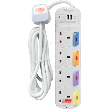 DT ENGLAND POWER SOCKET 4-GANG W/3USB + 1C PORT & USB TIMER #714C1 6M