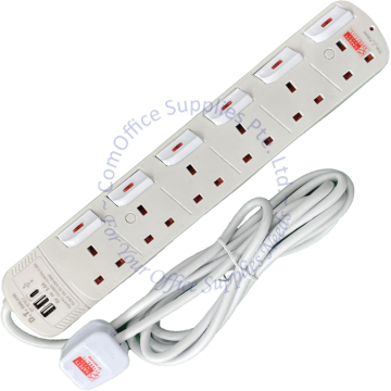 DT ENGLAND POWER SOCKET 4-GANG W/2USB & 1C PORT #874C1 3M