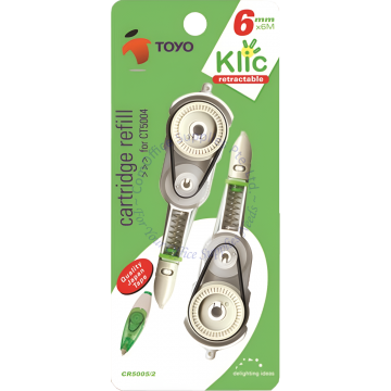 TOYO KLIC RETRACTABLE CORRECTION TAPE REFILL CR5005 6MMx6M (2s)