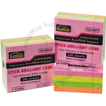 SUREMARK BRILLIANT CUBE NOTE PAD SQ-6669 2x2" (240s)