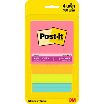 3M POST-IT SUPER STICKY LINED NOTE 4421-4SSMX 4x4"