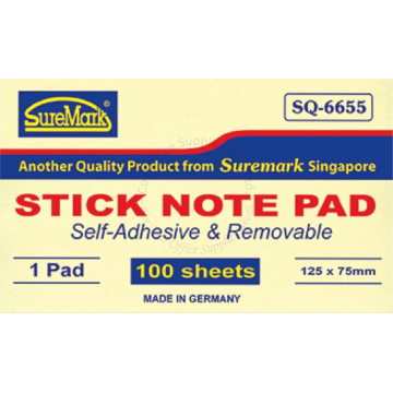 SUREMARK STICK NOTE SQ-6655 5x3" YELLOW (100s)