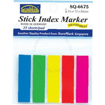 SUREMARK STICK INDEX MARKER SQ-6675 12x50MM 5COLOR