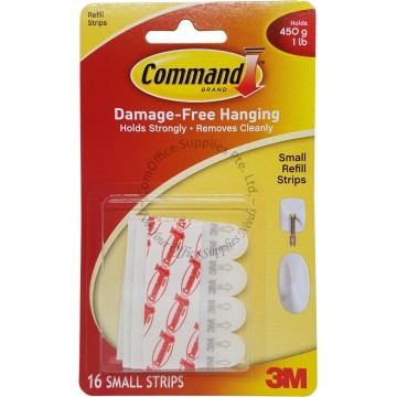 3M COMMAND HOOKS REFILL STRIPS 17022P SMALL (16s)