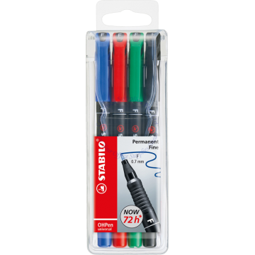 STABILO OHP PEN PERM. F 842/4 SET 4