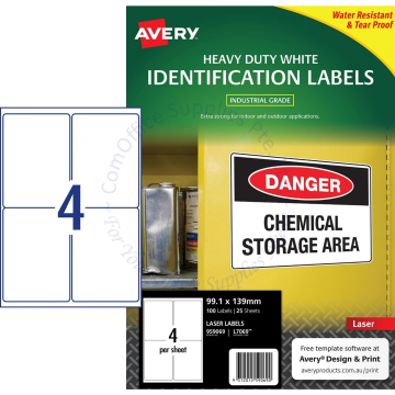 AVERY DURABLE HEAVY DUTY LABELS L7069-25 99.1x139MM