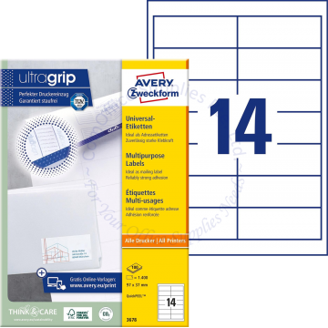 AVERY ZWECKFORM MULTIPURPOSE LABELS 3678 97x37MM