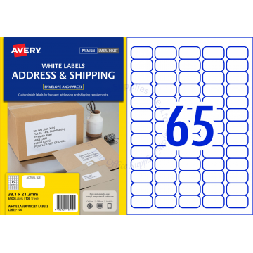 AVERY MINI ADDRESS LABELS L7651-100 38.1x21.2MM
