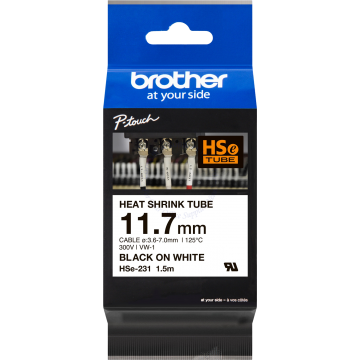 BROTHER HEAT SHRINK TUBE CASSETTE 11.7MM HSE-231 BLACK/WHITE
