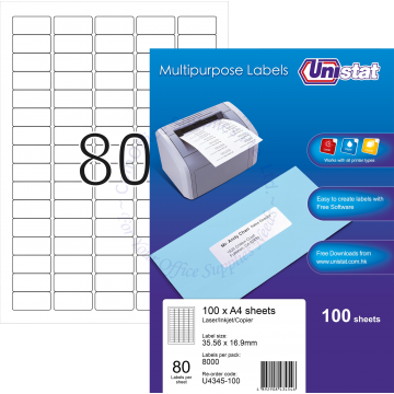 UNISTAT LABELS U4345 35.56x16.9MM (100s)