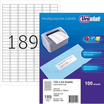 UNISTAT LABELS U4344 25.4x10MM (100s)