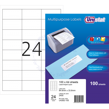UNISTAT LABELS U4262 64.6x33.8MM (100s)