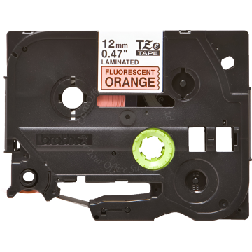 BROTHER TAPE 12MM TZE-B31 BLACK/FLUORESCENT ORANGE