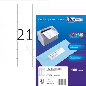 UNISTAT LABELS U4677 63.5x38.1MM (100s)