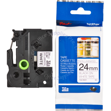 BROTHER TAPE 24MM TZE-N251 (NON-LAMINATED) BLACK/WHITE