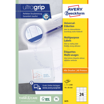 AVERY ZWECKFORM MULTIPURPOSE LABELS 3475 70x36MM