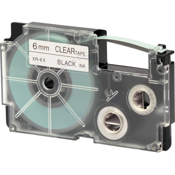 CASIO LABEL TAPE 06MM XR-6X1 BLACK/CLEAR
