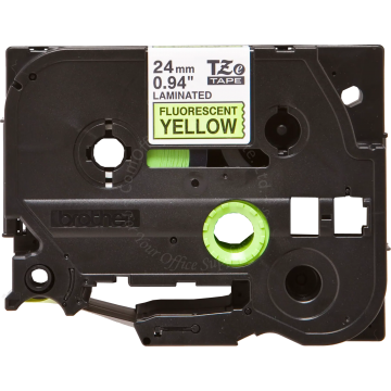 BROTHER TAPE 24MM TZE-C51 BLACK/FLUORESCENT YELLOW