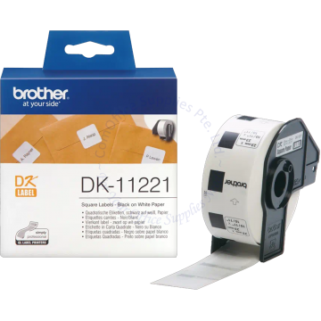 BROTHER PERMANENT ADHESIVE SQUARE LABEL ROLL DK-11221 23x23MM