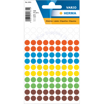 HERMA LABEL #1831 08MM ASSORTED