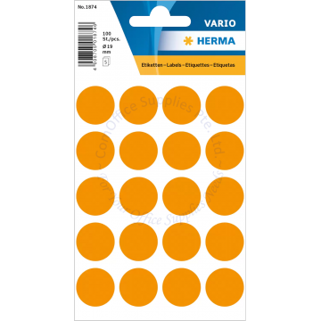 HERMA LABEL #1874 19MM LUM. ORANGE
