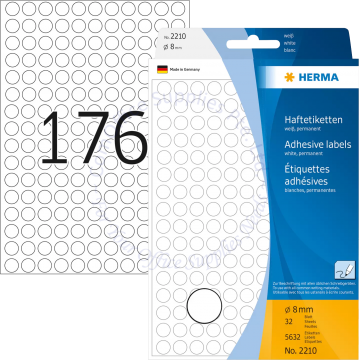 HERMA LABEL #2210 08MM WHITE