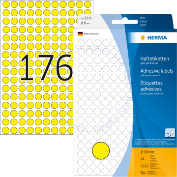 HERMA LABEL #2211 08MM YELLOW