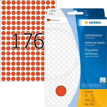 HERMA LABEL #2212 08MM RED