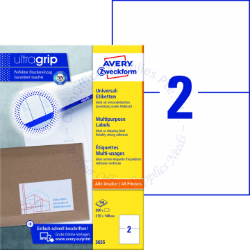AVERY ZWECKFORM MULTIPURPOSE LABELS 3655 210x148MM