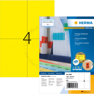 HERMA LABEL #4396 105x148MM YELLOW