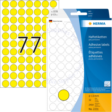 HERMA LABEL #2231 13MM YELLOW