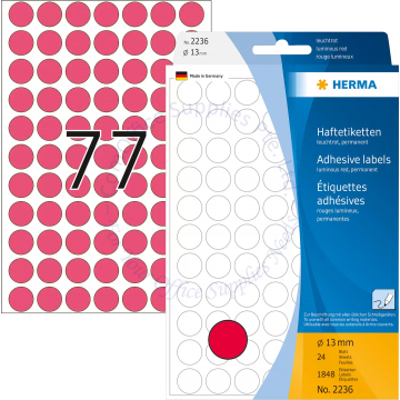 HERMA LABEL #2236 13MM LUM. RED