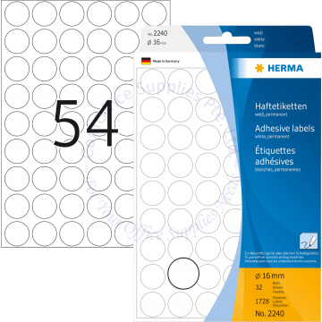 HERMA LABEL #2240 16MM WHITE