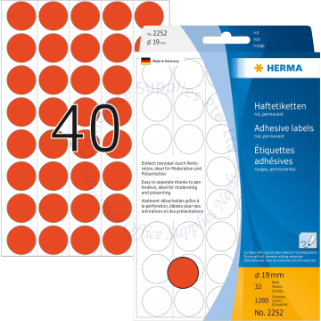 HERMA LABEL #2252 19MM RED