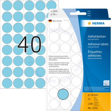 HERMA LABEL #2253 19MM BLUE