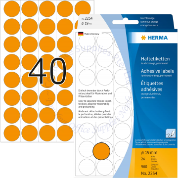 HERMA LABEL #2254 19MM LUM. ORANGE