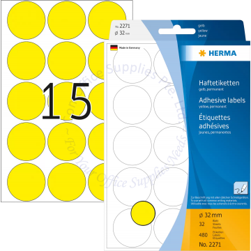 HERMA LABEL #2271 32MM YELLOW