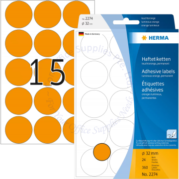 HERMA LABEL #2274 32MM LUM. ORANGE