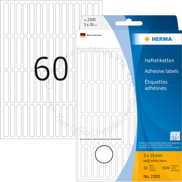 HERMA LABEL #2300 05x35MM WHITE