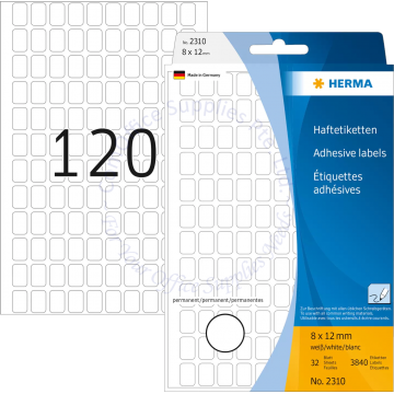 HERMA LABEL #2310 08x12MM WHITE