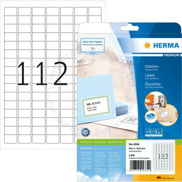 HERMA LABEL #4334 25.4x16.9MM (25 SHEETS / 2,800 LABELS)