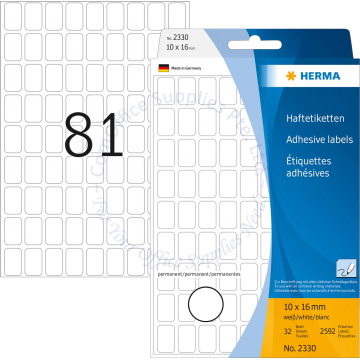 HERMA LABEL #2330 10x16MM WHITE