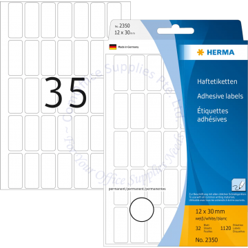 HERMA LABEL #2350 12x30MM WHITE