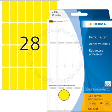 HERMA LABEL #2361 13x40MM YELLOW