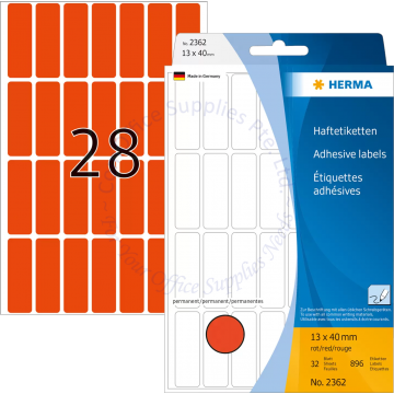 HERMA LABEL #2362 13x40MM RED
